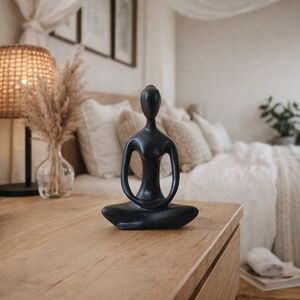 Black Abstract Yoga Pose Woman Figurine - 5" x 8"